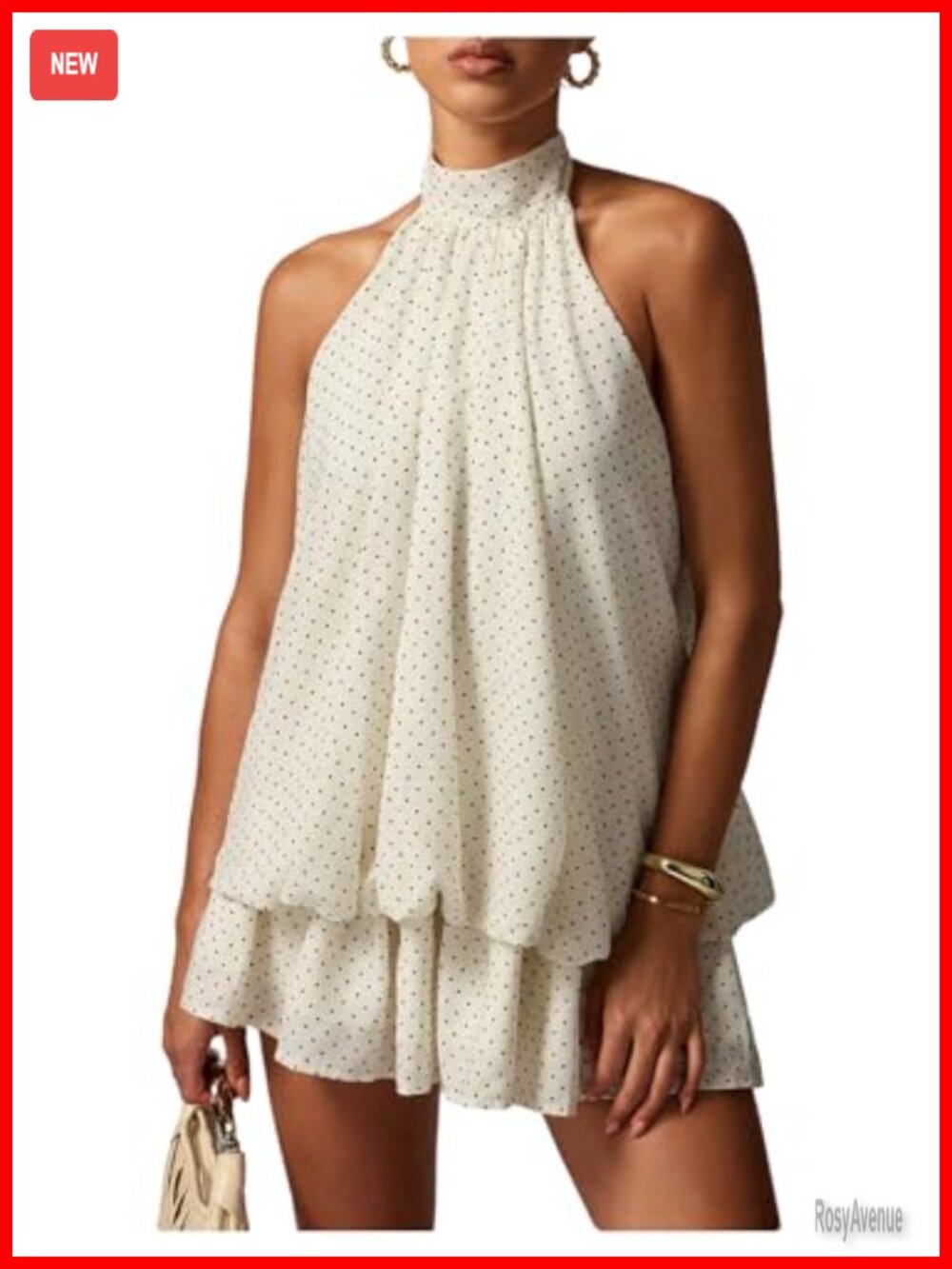 Women's Polka Dots Halter Drop Waist Layered Ruffle Mini Dress